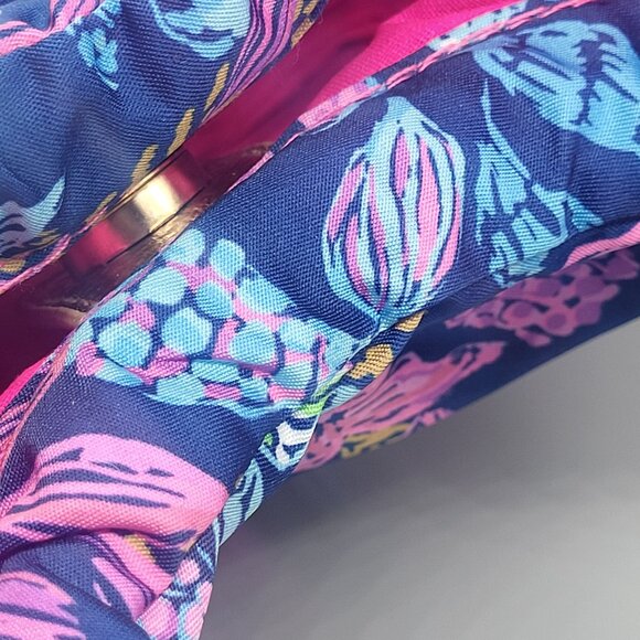 Lilly Pulitzer Aegean Navy Calypso Coast Bamboo Handle Hobo Handbag - Picture 9 of 14